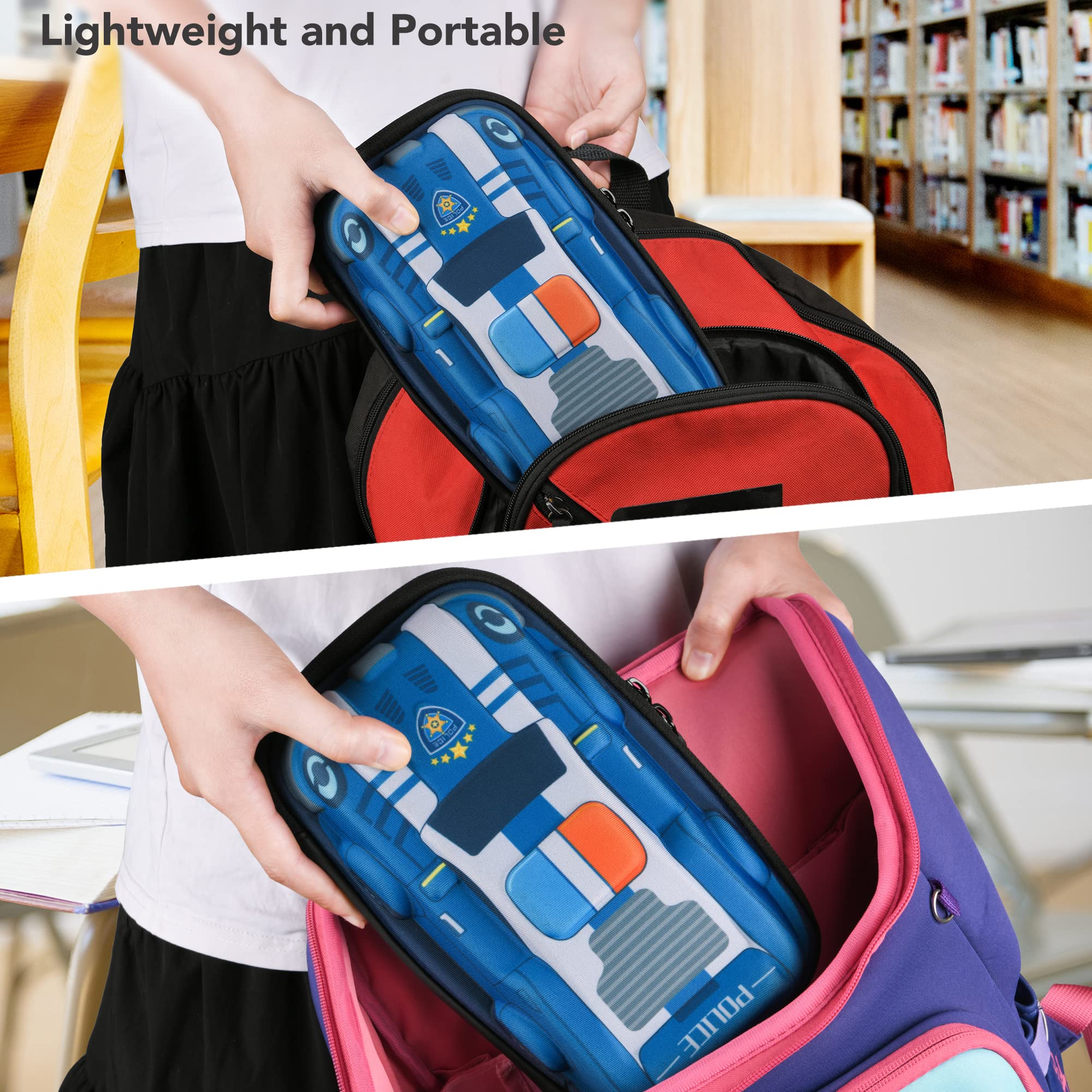 Foto 6 pulgar | Estuche Para Lápices Rockpapa De Gran Capacidad Para Coche De Policía Para Niños, Color Azul - Venta Internacional.
