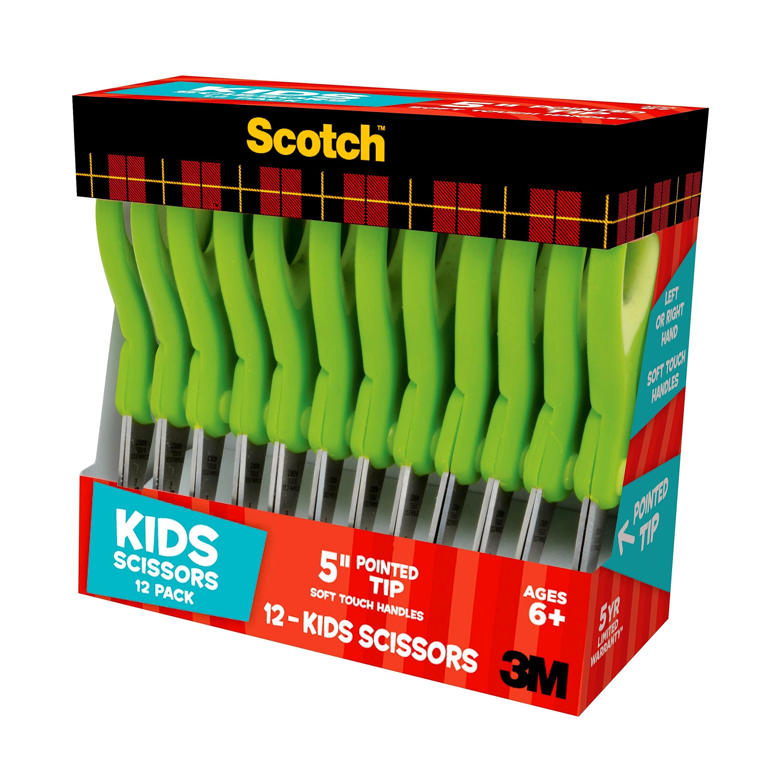 Foto 5 pulgar | Scissors Scotch 5, Suave Al Tacto, Punta Roma, Para Niños, 12 Unidades, Verde - Venta Internacional.