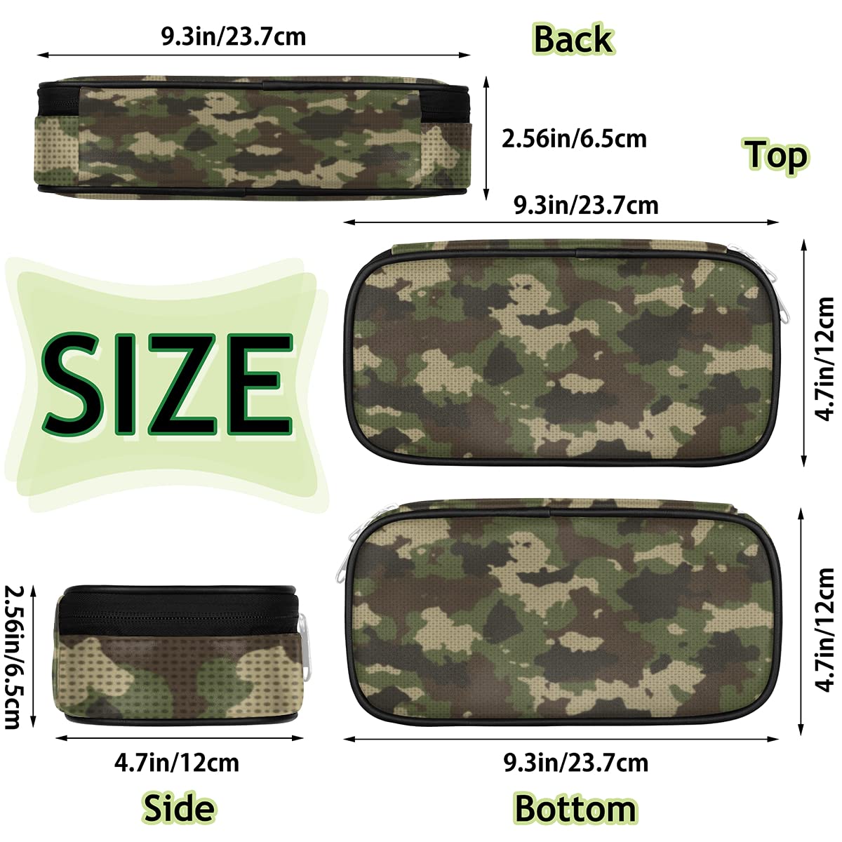Foto 4 pulgar | Estuche Para Lápices Pardick Green Camouflage De Gran Capacidad Para Todas Las Edades - Venta Internacional.