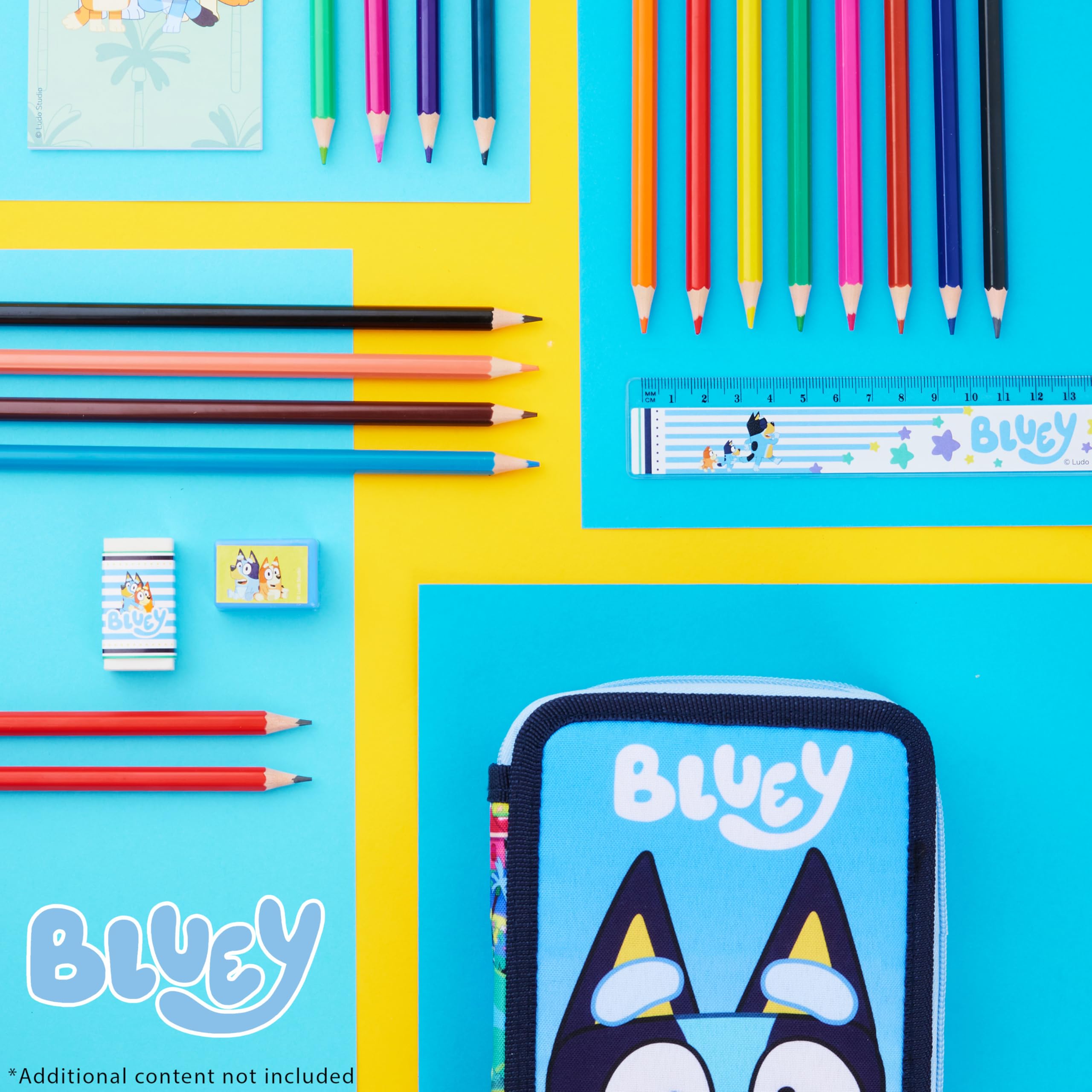 Foto 3 pulgar | Estuche Para Lápices, Relleno De Azul, Con Material Escolar Para Niños - Venta Internacional.
