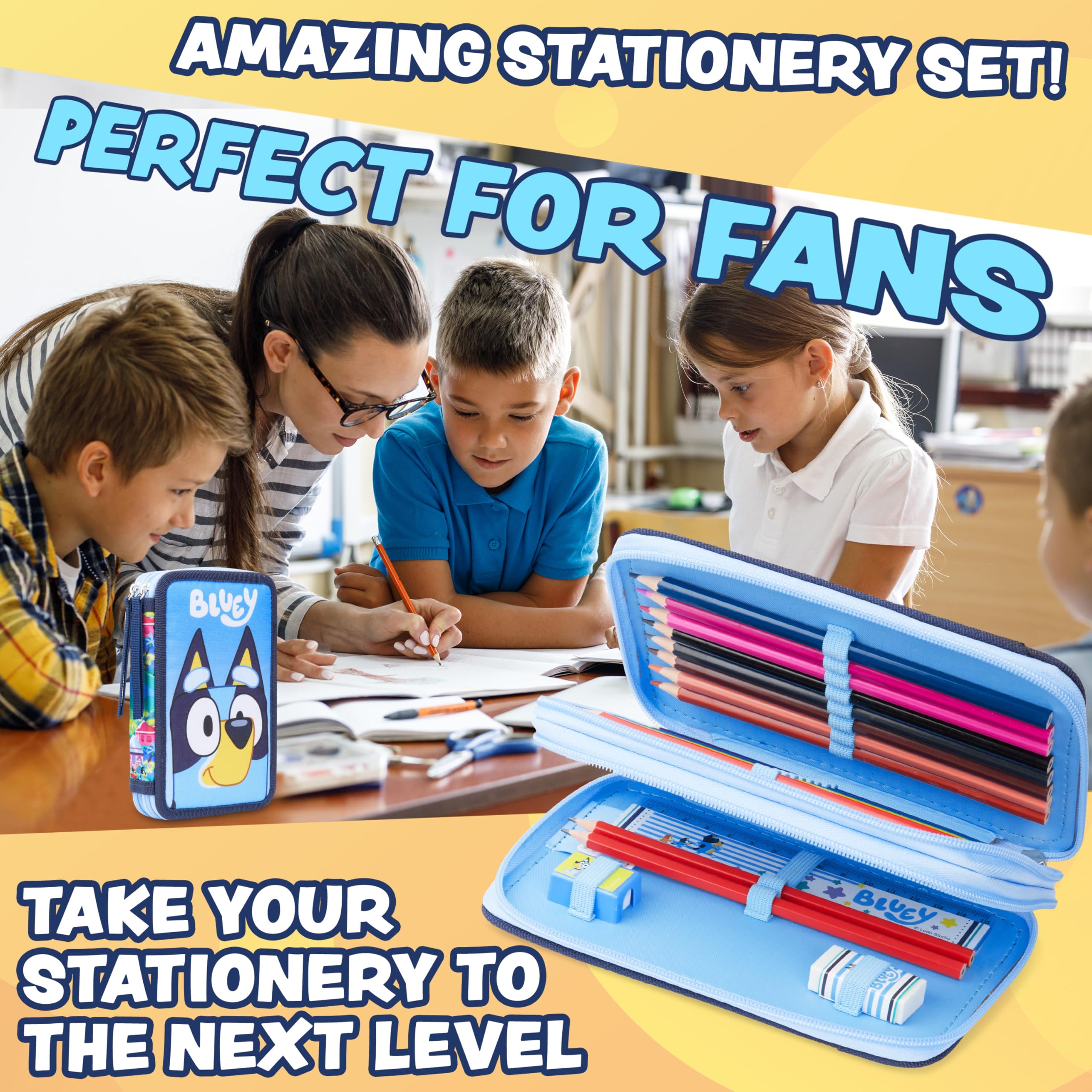 Foto 4 pulgar | Estuche Para Lápices, Relleno De Azul, Con Material Escolar Para Niños - Venta Internacional.