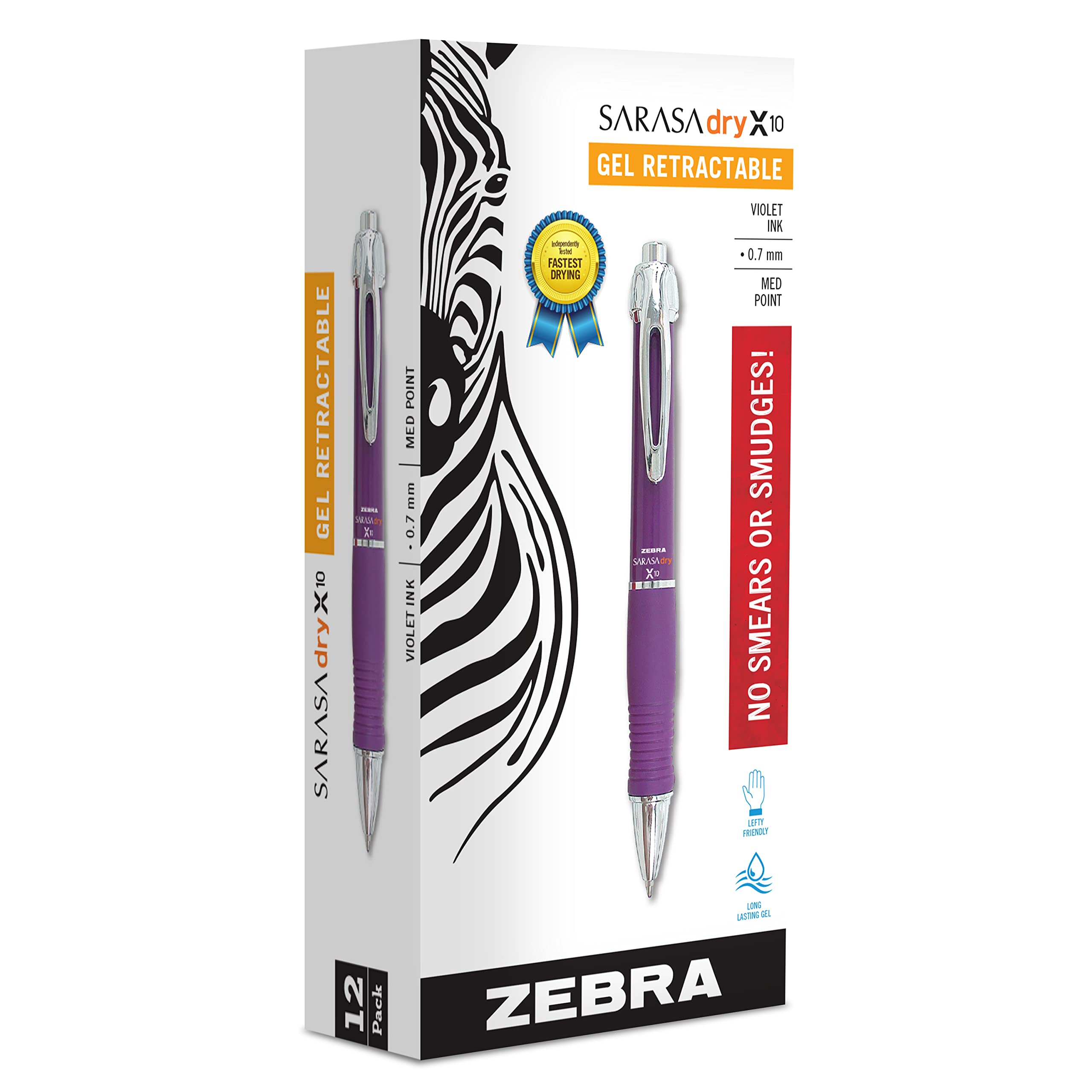 Bolígrafo De Gel Zebra Pen Gr8 Retráctil De 0,7 Mm, Color Violeta Medio, Paquete De 12 - Venta Internacional.