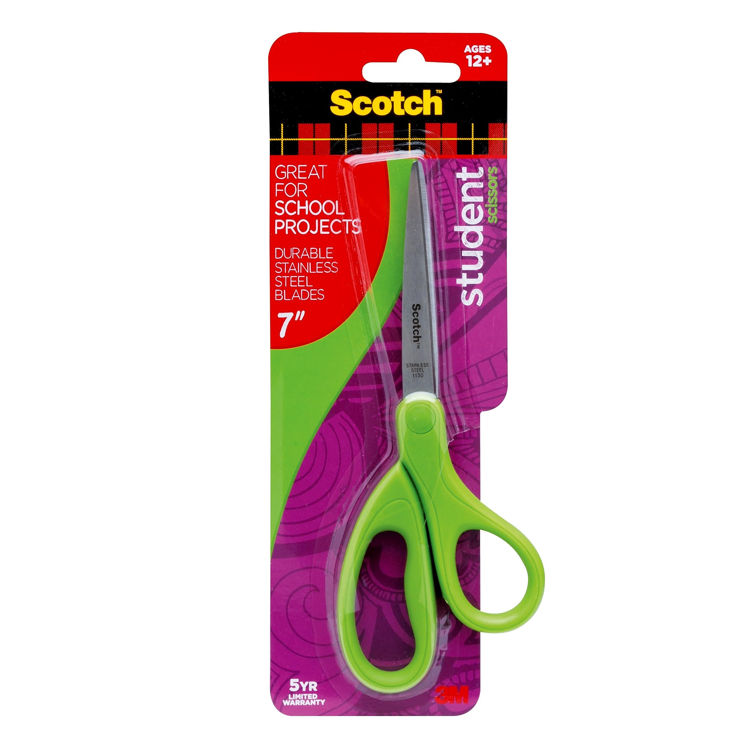 Tijeras Scotch 1407sg Para Estudiantes, 18 Cm, Azul, Verde O Morado - Venta Internacional.