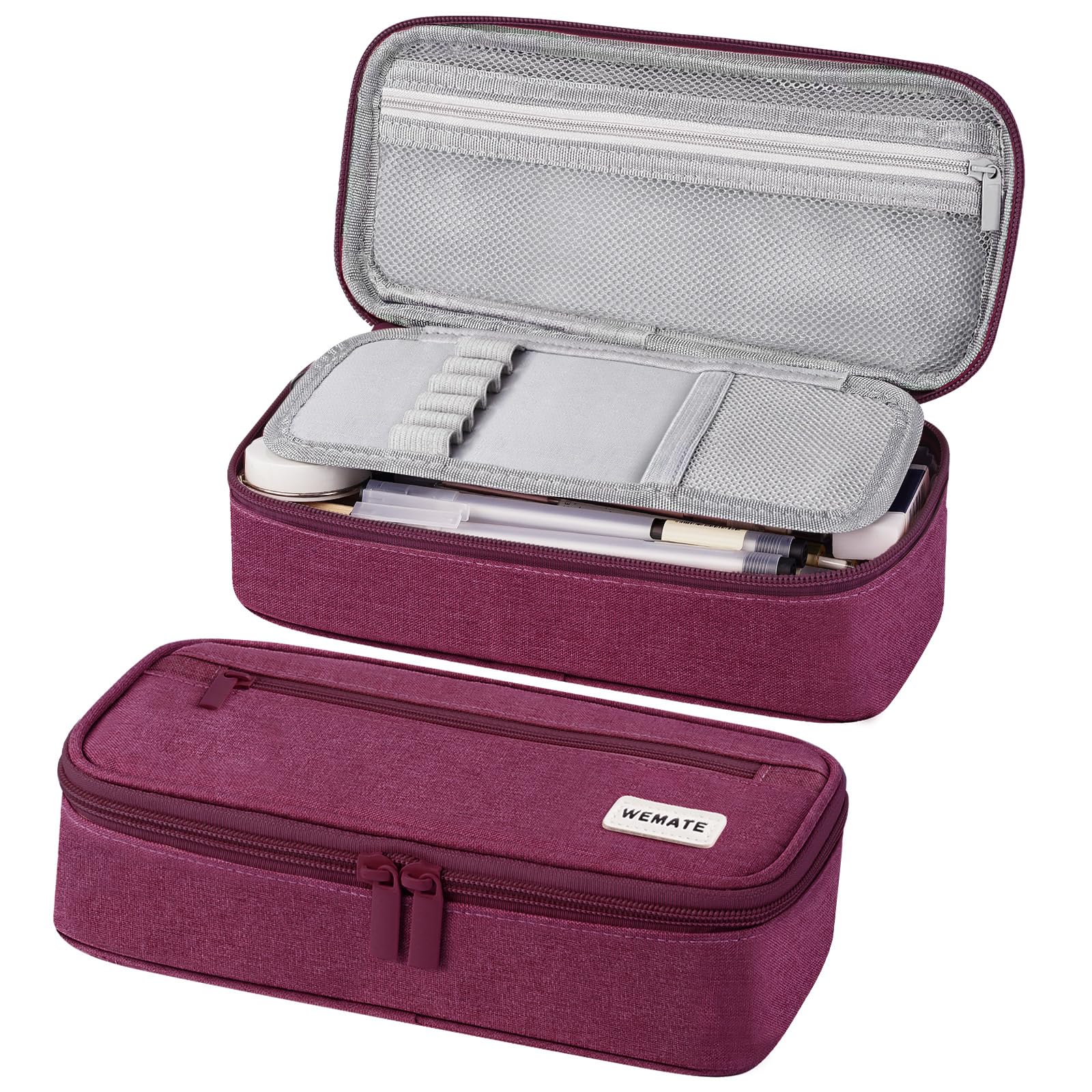 Foto 1 | Estuche Para Lápices Wemate, Organizador De Almacenamiento Grande, Lona Morada Y Roja - Venta Internacional.