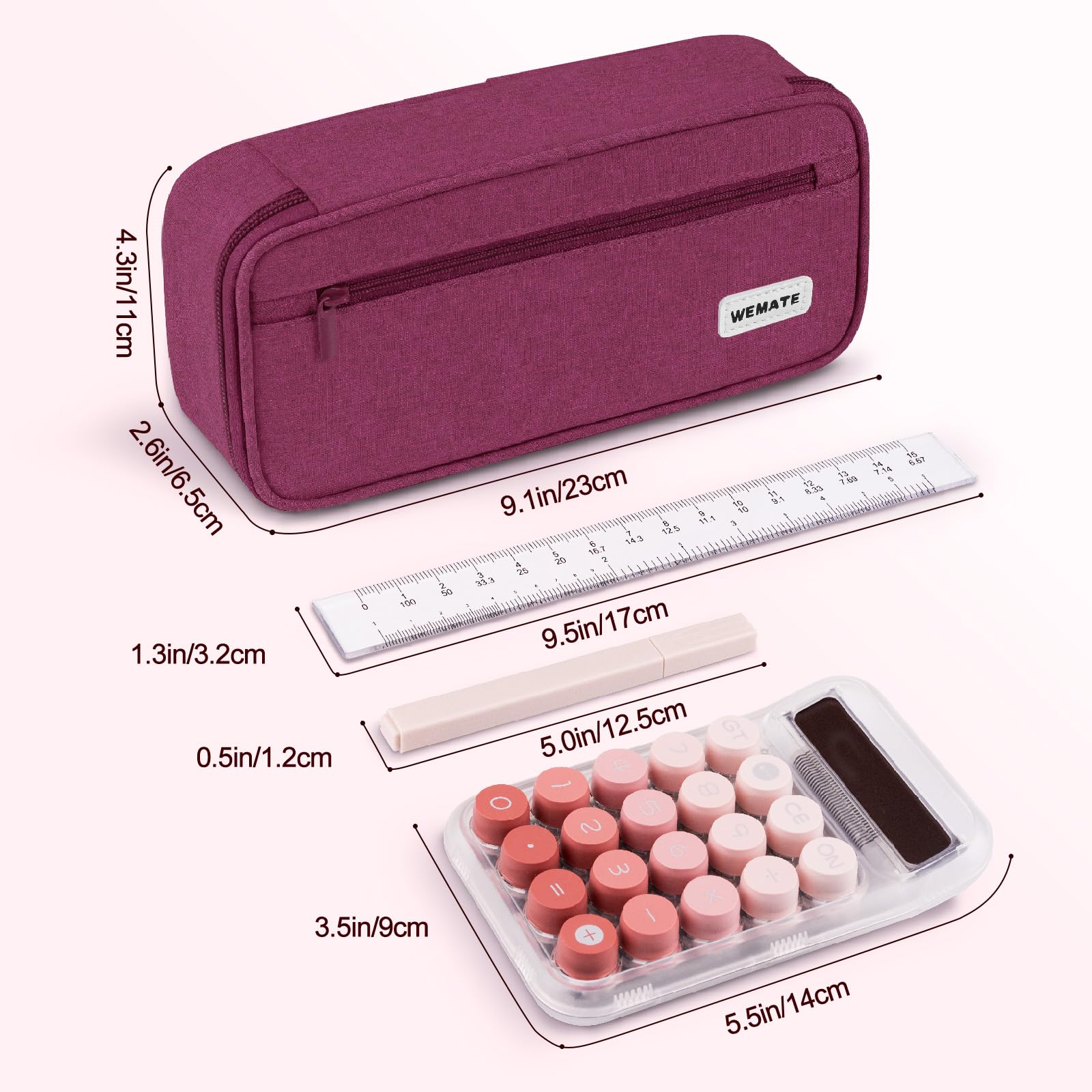 Foto 6 pulgar | Estuche Para Lápices Wemate, Organizador De Almacenamiento Grande, Lona Morada Y Roja - Venta Internacional.