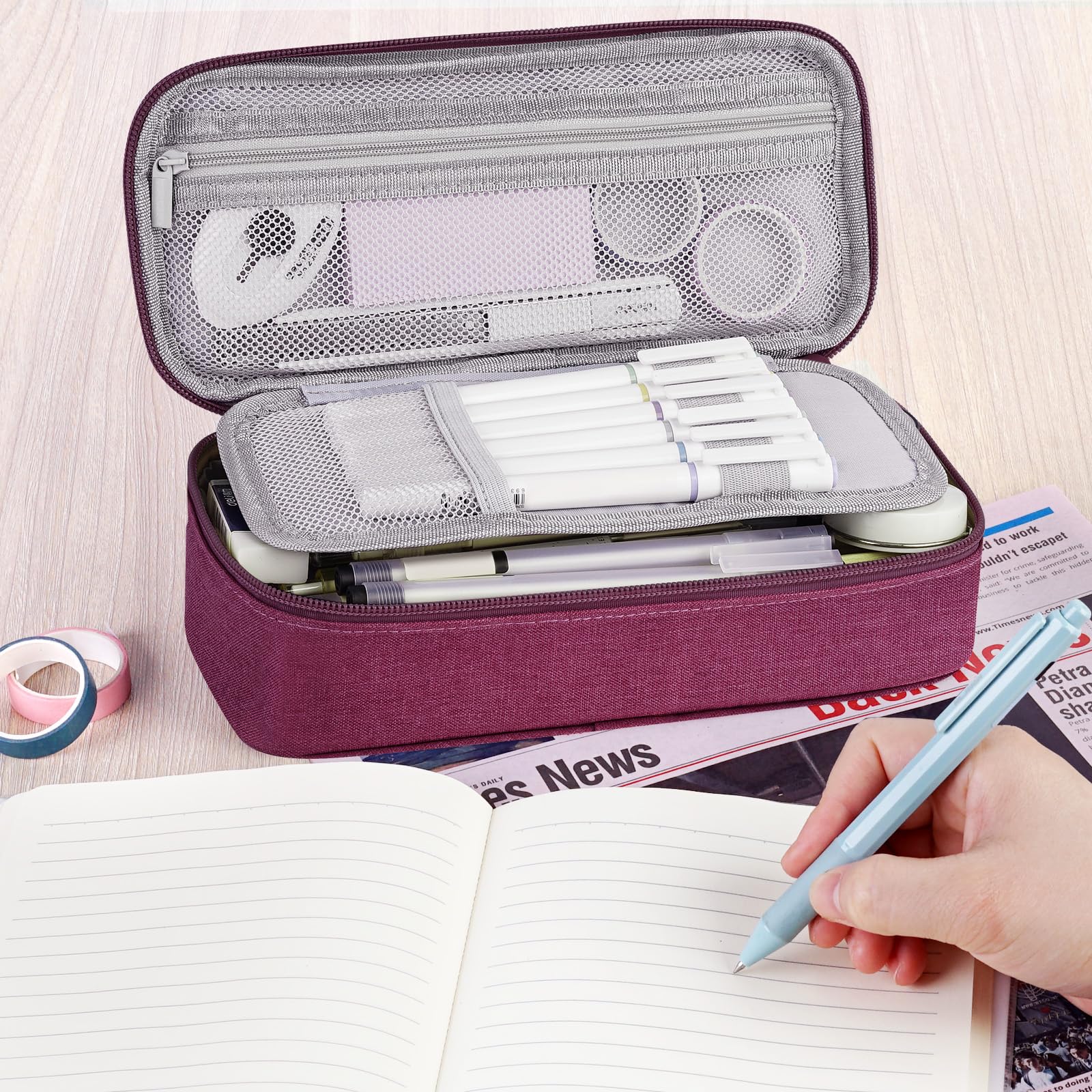 Foto 6 | Estuche Para Lápices Wemate, Organizador De Almacenamiento Grande, Lona Morada Y Roja - Venta Internacional.