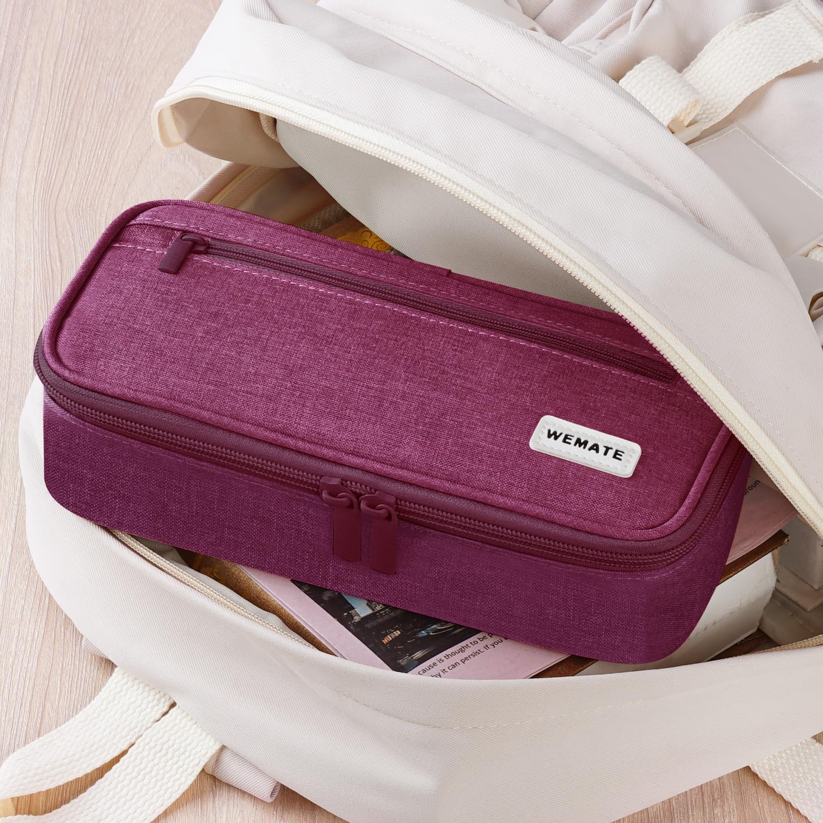 Foto 8 pulgar | Estuche Para Lápices Wemate, Organizador De Almacenamiento Grande, Lona Morada Y Roja - Venta Internacional.