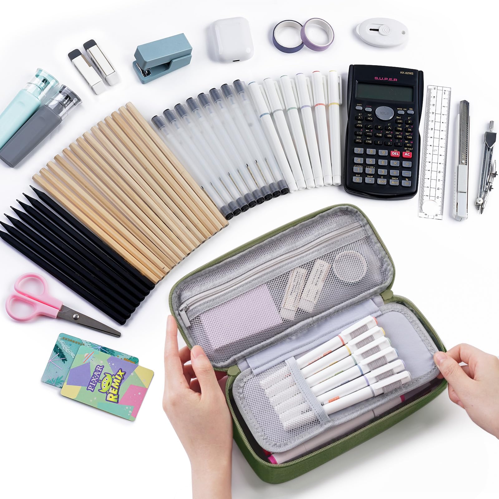 Foto 2 | Estuche Para Lápices Wemate, Organizador De Almacenamiento Grande, Lona Verde - Venta Internacional.
