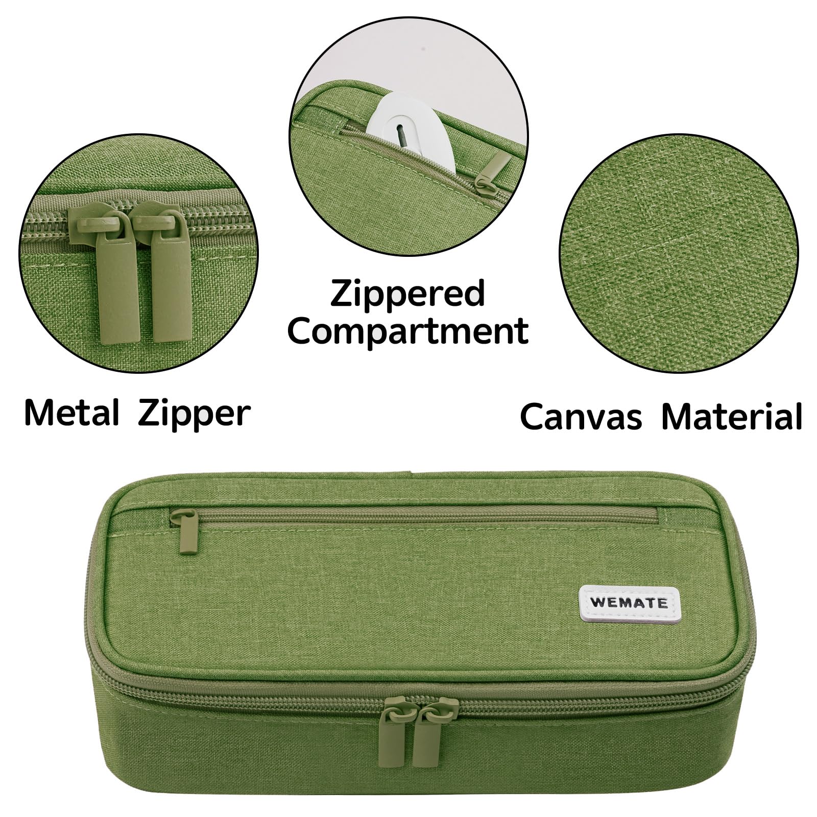 Foto 4 pulgar | Estuche Para Lápices Wemate, Organizador De Almacenamiento Grande, Lona Verde - Venta Internacional.