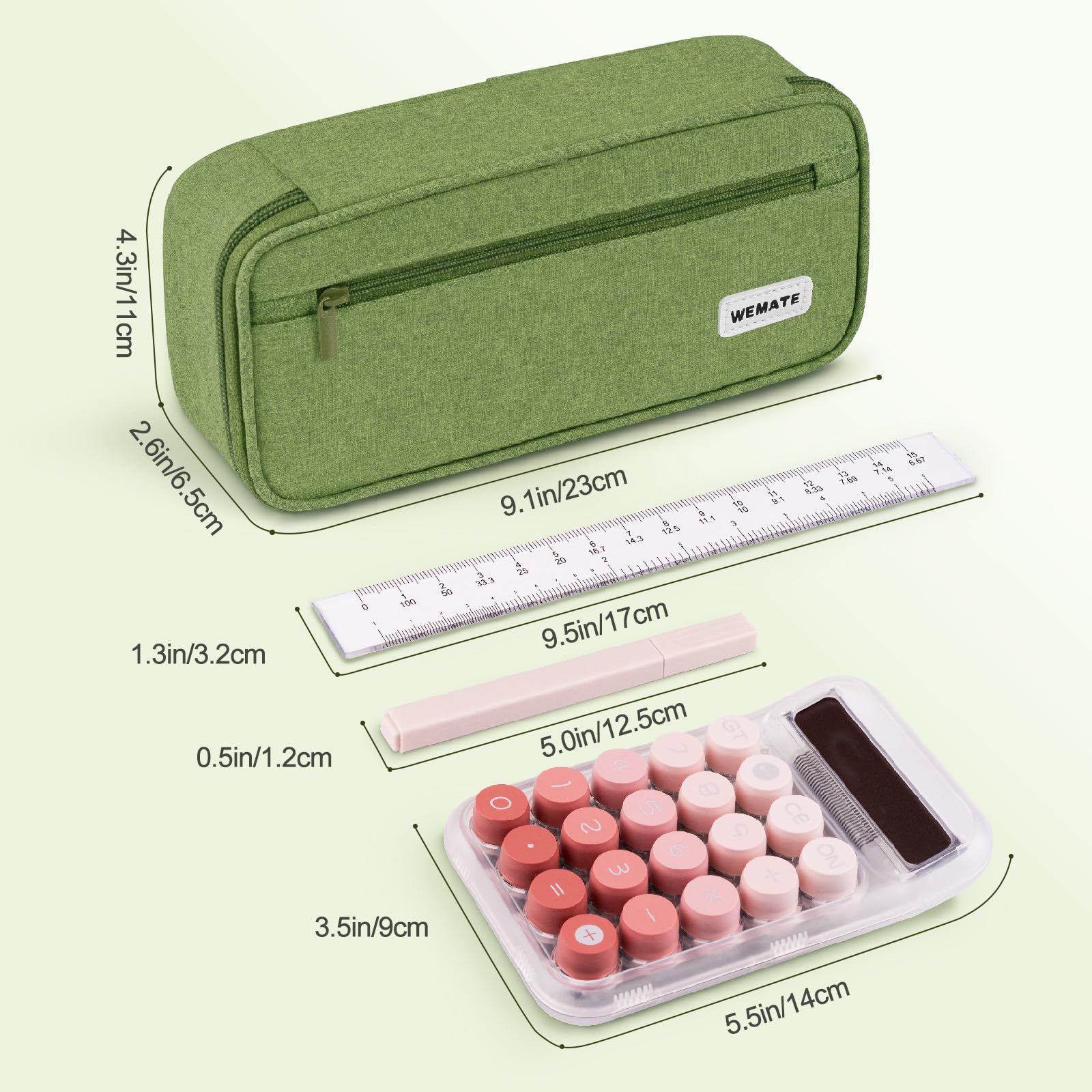 Foto 5 | Estuche Para Lápices Wemate, Organizador De Almacenamiento Grande, Lona Verde - Venta Internacional.