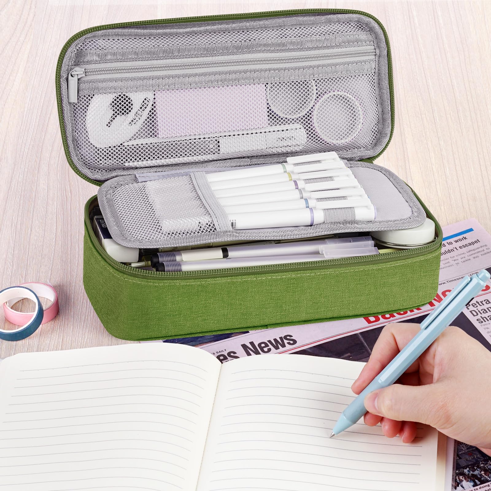 Foto 7 pulgar | Estuche Para Lápices Wemate, Organizador De Almacenamiento Grande, Lona Verde - Venta Internacional.