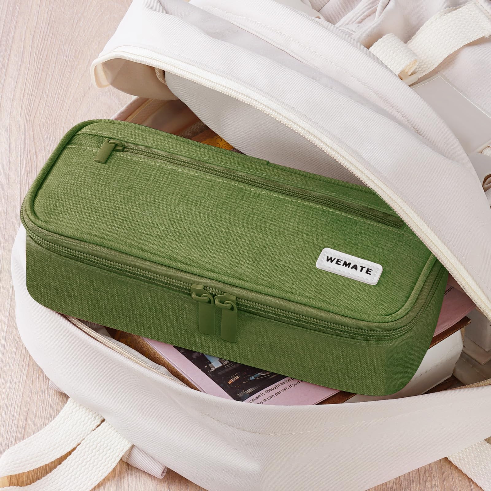 Foto 8 pulgar | Estuche Para Lápices Wemate, Organizador De Almacenamiento Grande, Lona Verde - Venta Internacional.