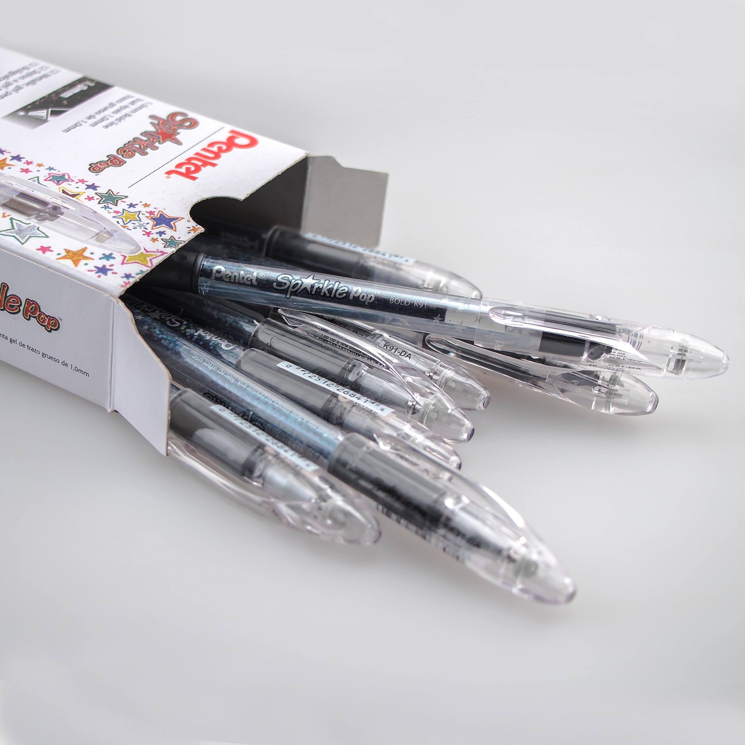 Foto 4 pulgar | Bolígrafo De Gel Pentel Sparkle Pop Metallic 1.0 Mm Bold Line Negro/rojo - Venta Internacional.