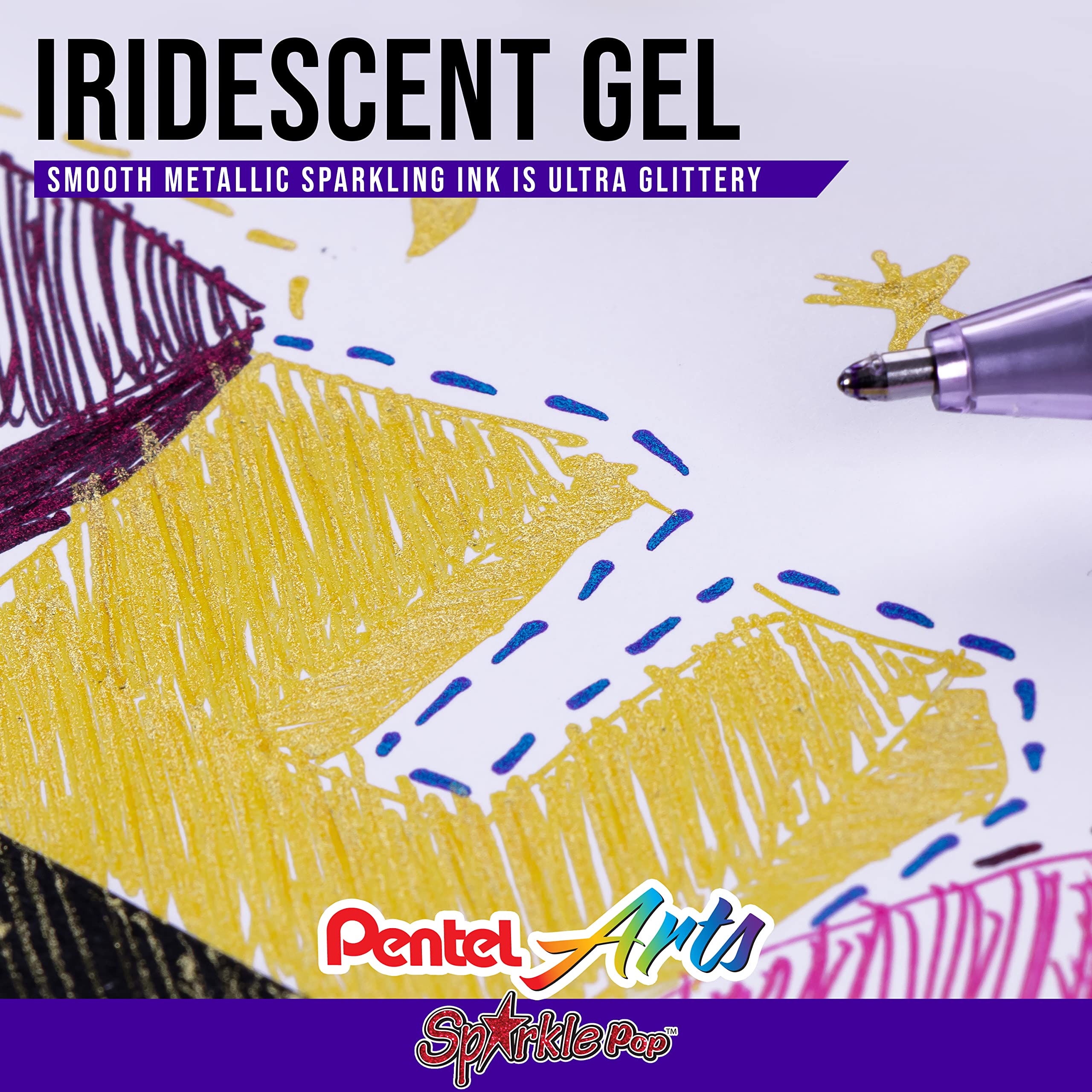 Foto 5 pulgar | Bolígrafo De Gel Pentel Sparkle Pop Metallic 1.0 Mm Bold Line Negro/rojo - Venta Internacional.