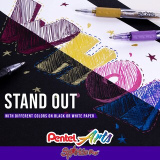 Foto 5 | Bolígrafo De Gel Pentel Sparkle Pop Metallic 1.0 Mm Bold Line Negro/rojo - Venta Internacional.