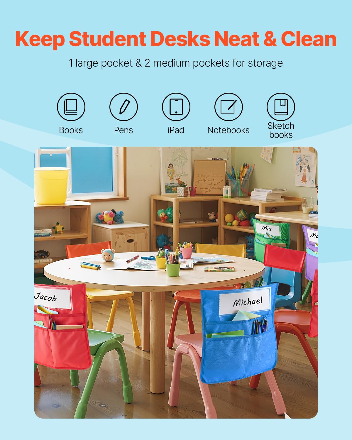 Foto 4 pulgar | Bolsillos Para Sillas Vevor Para Aula  Paquete De 24  36 X 38 Cm  Respaldo - Venta Internacional.