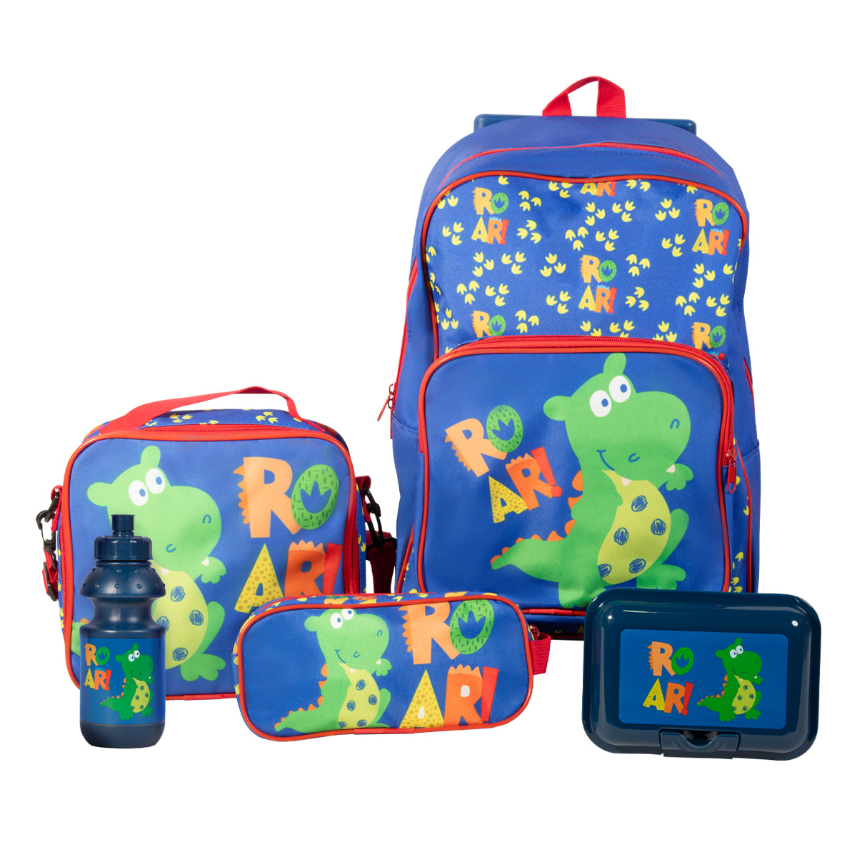 Foto 1 | Mochila Escolar Niño Mima2 Dinosaurio Roar + Lonchera Antiderrapante + Tóper + Botella + Lapicera