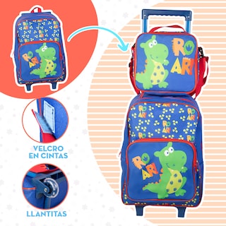 Foto 5 | Mochila Escolar Niño Mima2 Dinosaurio Roar + Lonchera Antiderrapante + Tóper + Botella + Lapicera
