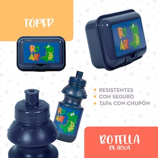 Foto 6 | Mochila Escolar Niño Mima2 Dinosaurio Roar + Lonchera Antiderrapante + Tóper + Botella + Lapicera