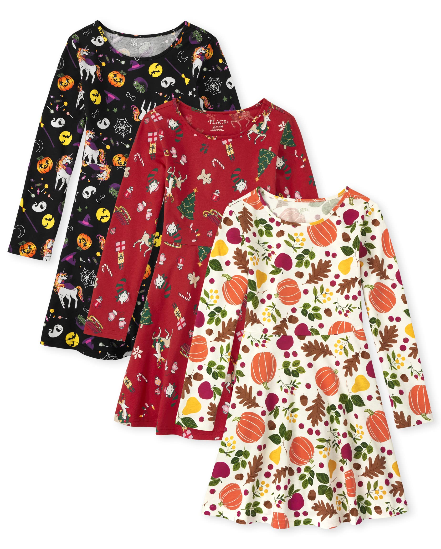 Foto 2 pulgar | Vestido De Skater The Children's Place Para Niñas, Paquete De 3, Talla M - Venta Internacional.