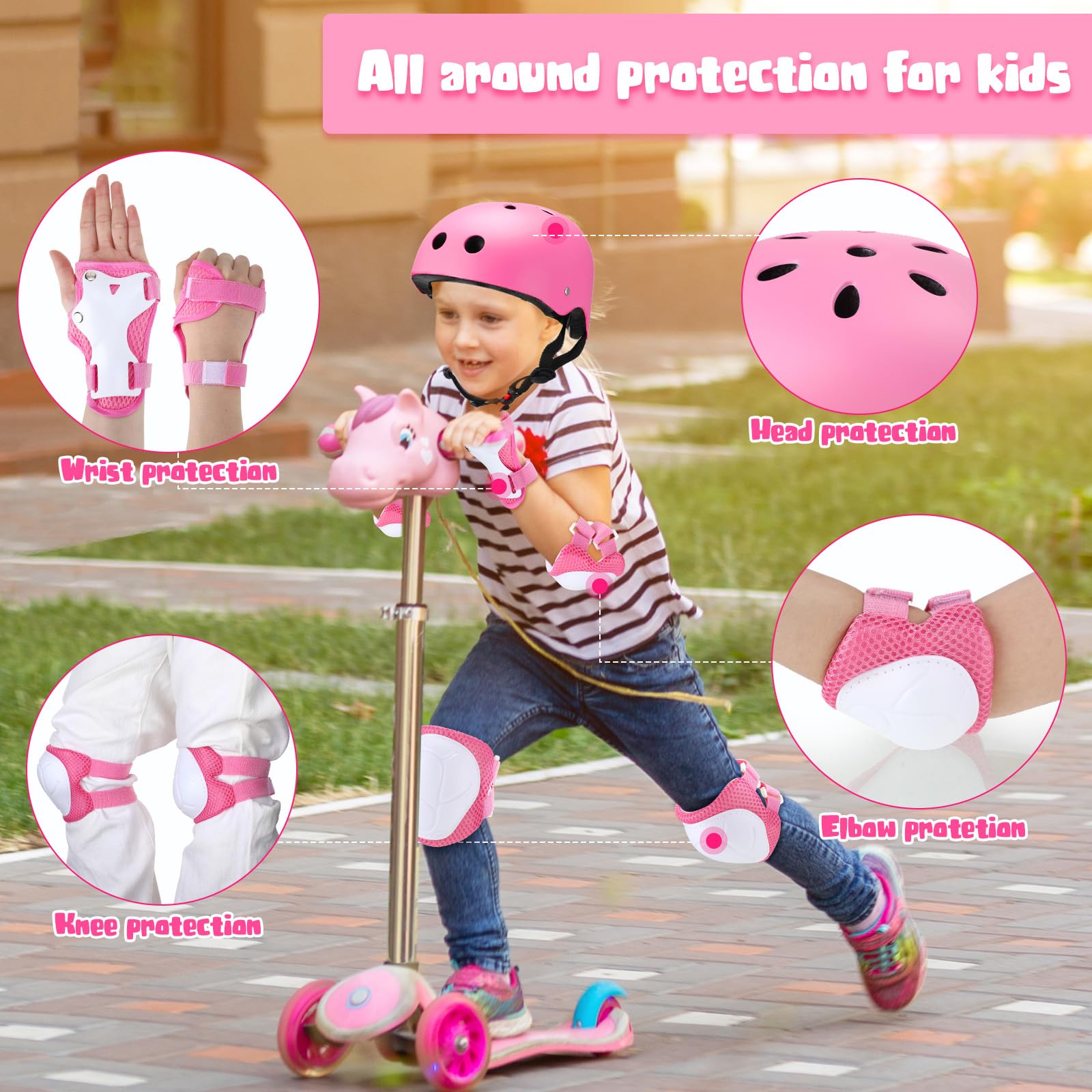 Foto 3 pulgar | Casco De Bicicleta Syhood Kids Para Niñas Y Niños De 3 A 5 A 8 Años, Color Rosa - Venta Internacional.