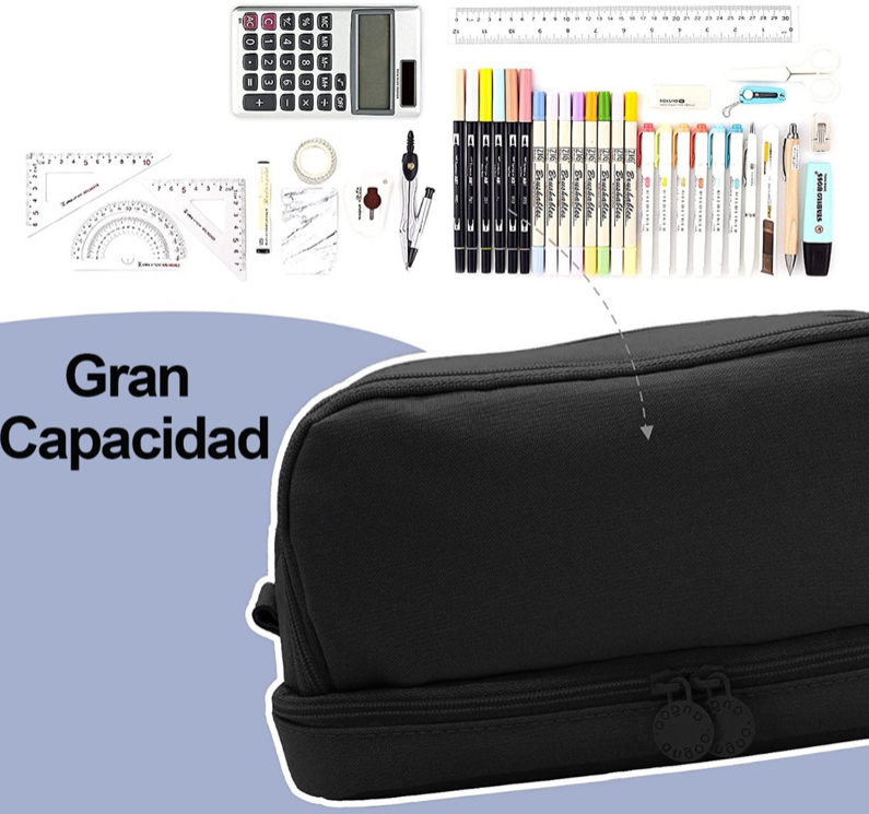 Foto 4 pulgar | Estuche Para Lápices De Gran Capacidad Caja Organizadora Negro