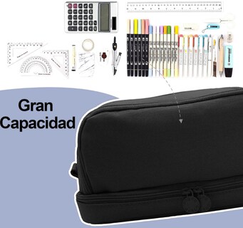 Foto 3 | Estuche Para Lápices De Gran Capacidad Caja Organizadora Negro