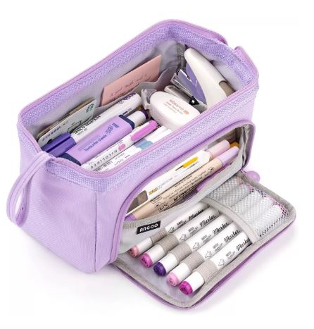 Estuche Para Lapices Gran Capacidad Doble Capa, Color Púrpura $427