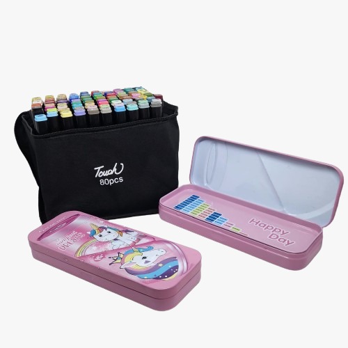 Kit Escolar Plumones De 80pz Y 2 Lapiceras