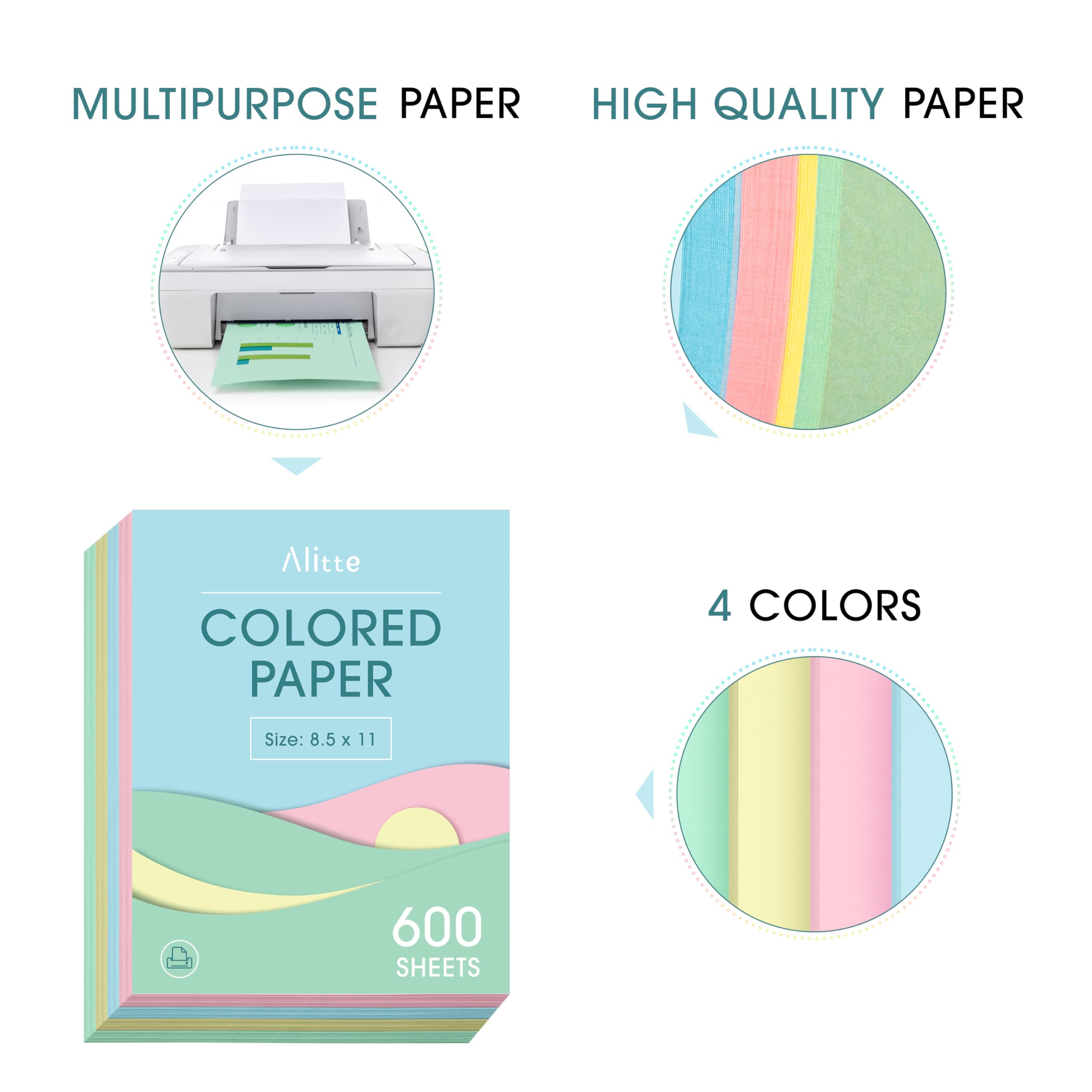 Foto 2 | Colored Paper Alitte, 8.5 X 11, Paquete De 600 Hojas, Tamaño Carta, 150 Hojas - Venta Internacional.