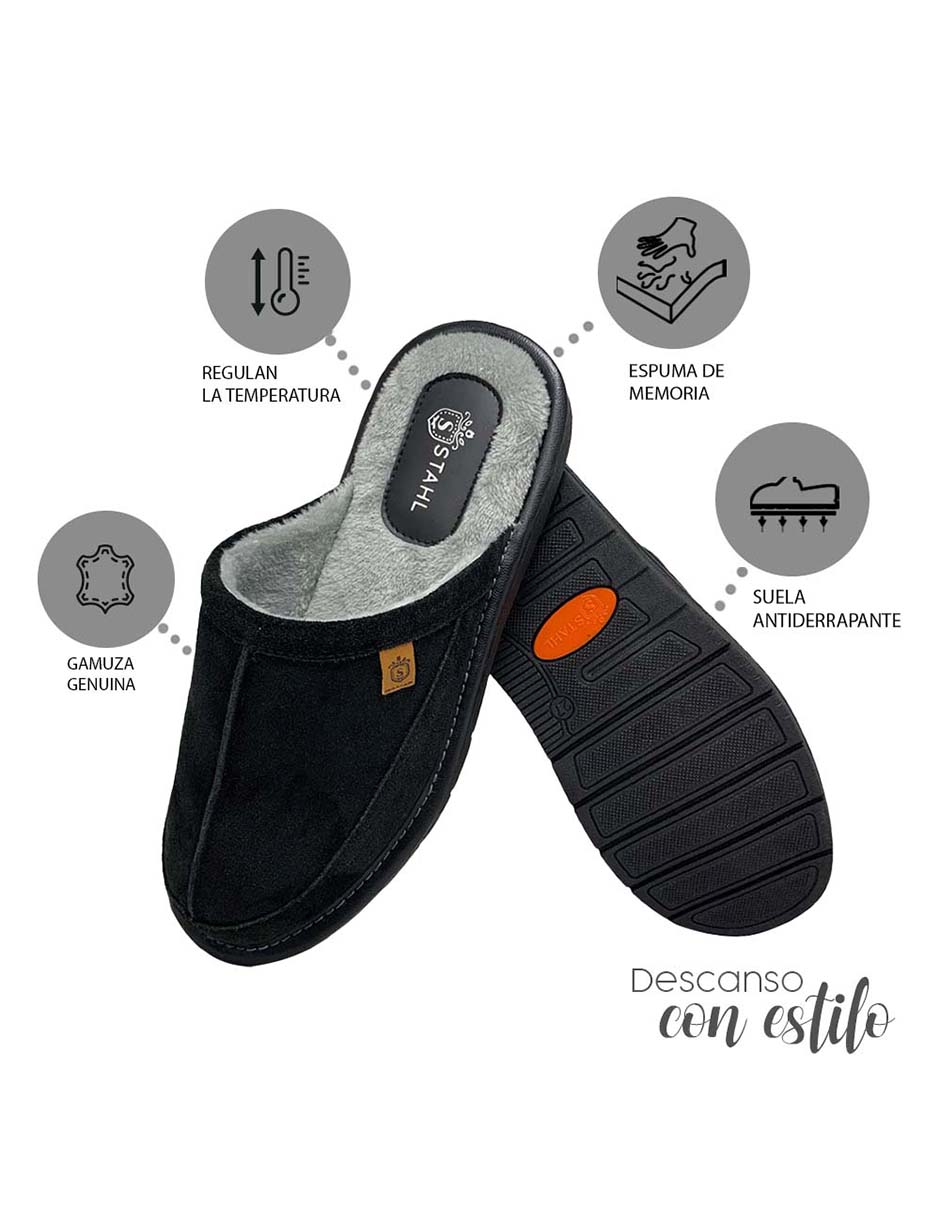 Foto 5 pulgar | Stahl Pantuflas Para Hombre De Gamuza Súper Calientitas Estilo Salto De Cama