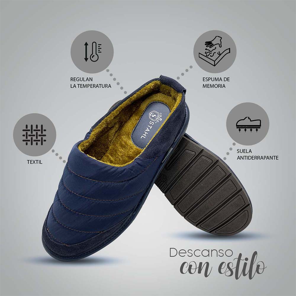 Foto 5 pulgar | Pantuflas Stahl 9638 Marino Térmicas Y Súper Cómodas Estilo Sueco Para Hombre
