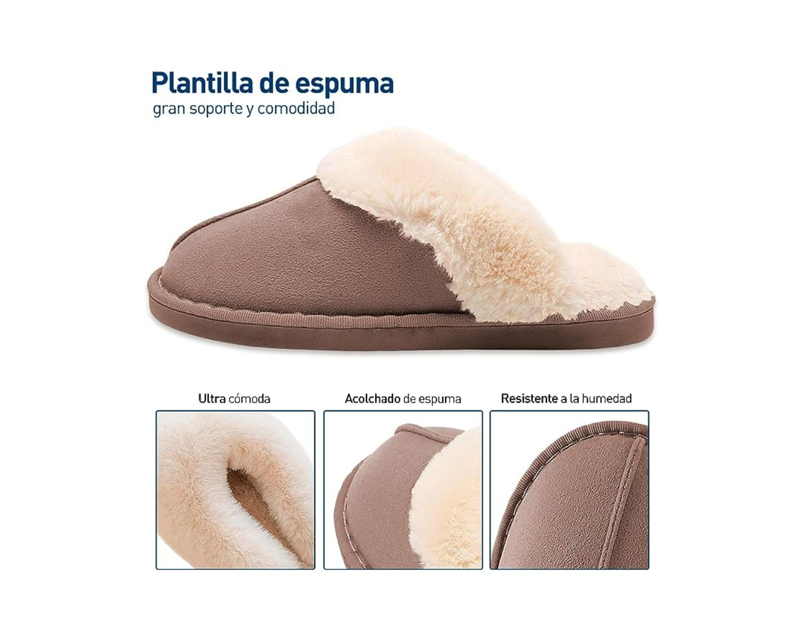 Foto 4 pulgar | Pantuflas para Adulto Bluelander Marrón Antideslizantes de Felpa Unisex