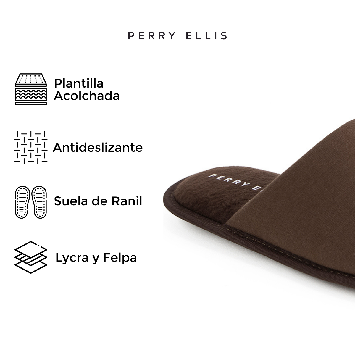 Foto 5 pulgar | Pantufla para Hombre Perry Ellis Terence Café