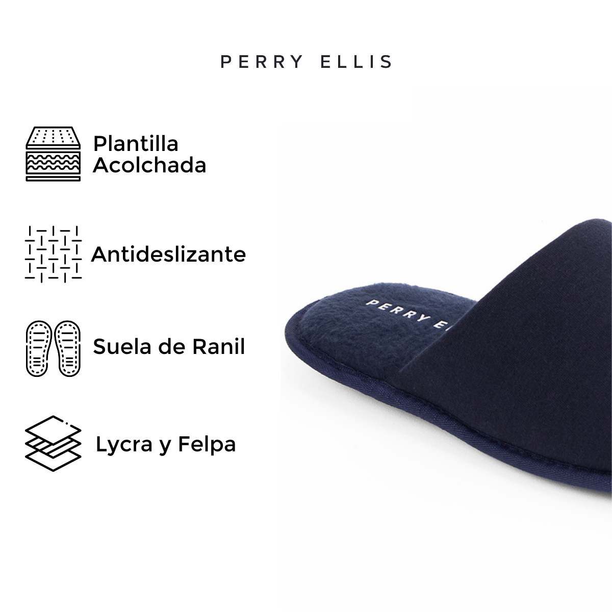 Foto 5 pulgar | Pantufla para Hombre Perry Ellis Terence Azul Marino