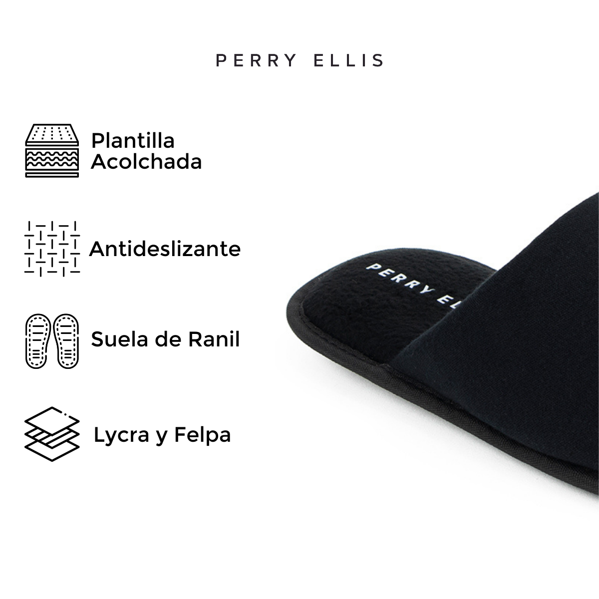 Foto 5 pulgar | Pantufla Perry Ellis Terence Color Negro Para Hombre