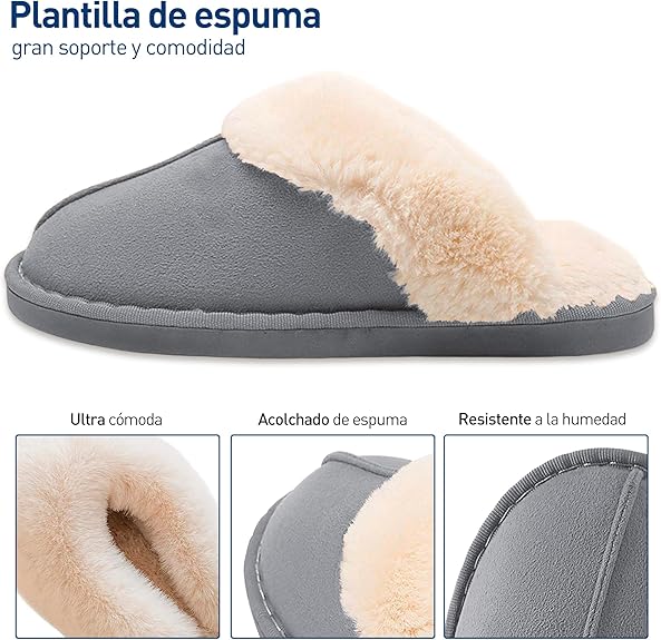 Foto 2 | Pantuflas Bluelander Gris Unisex