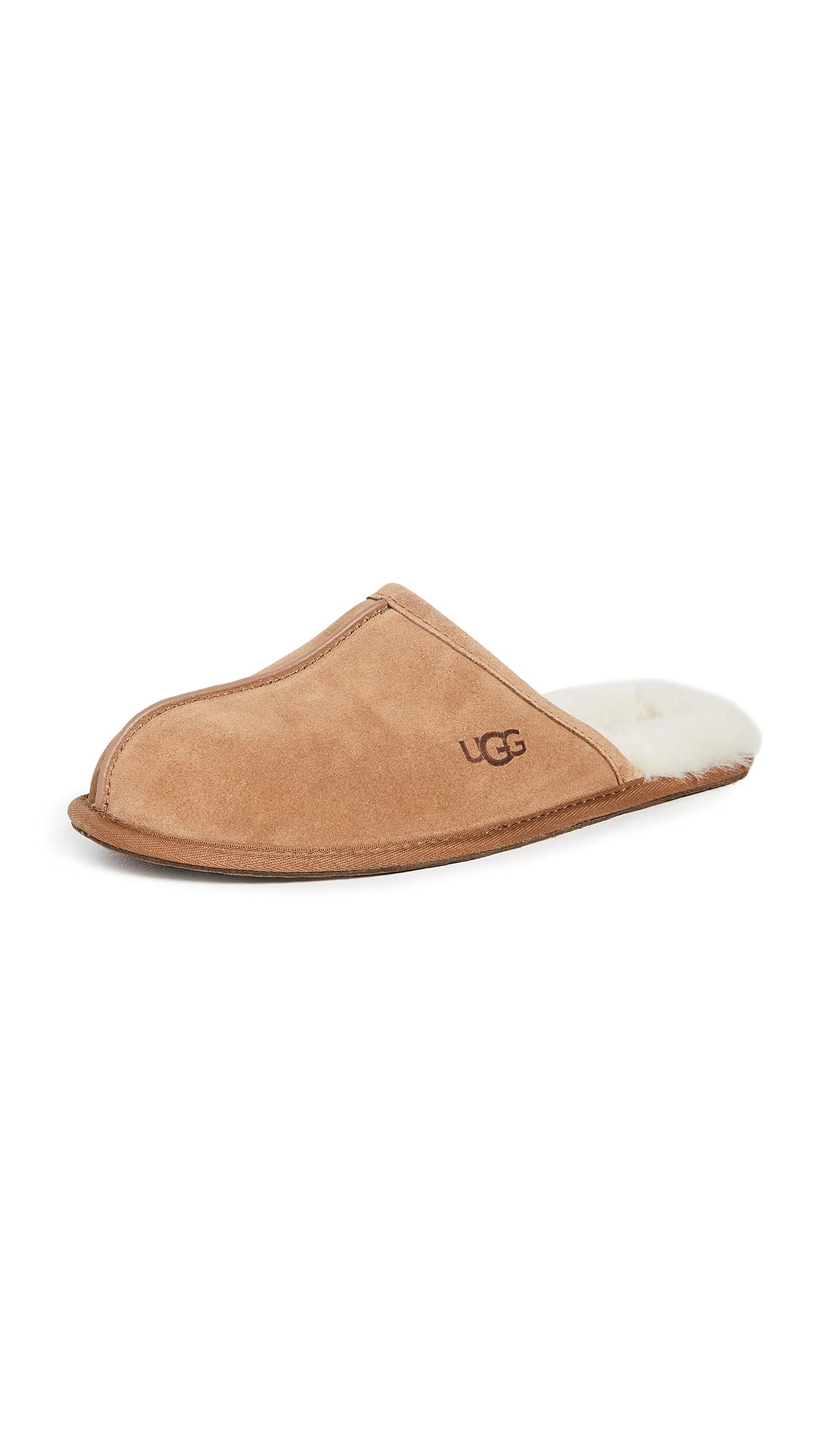 Slipper Ugg Scuff Para Hombre, Piel De Plena Flor, Color Castaño - Venta Internacional.