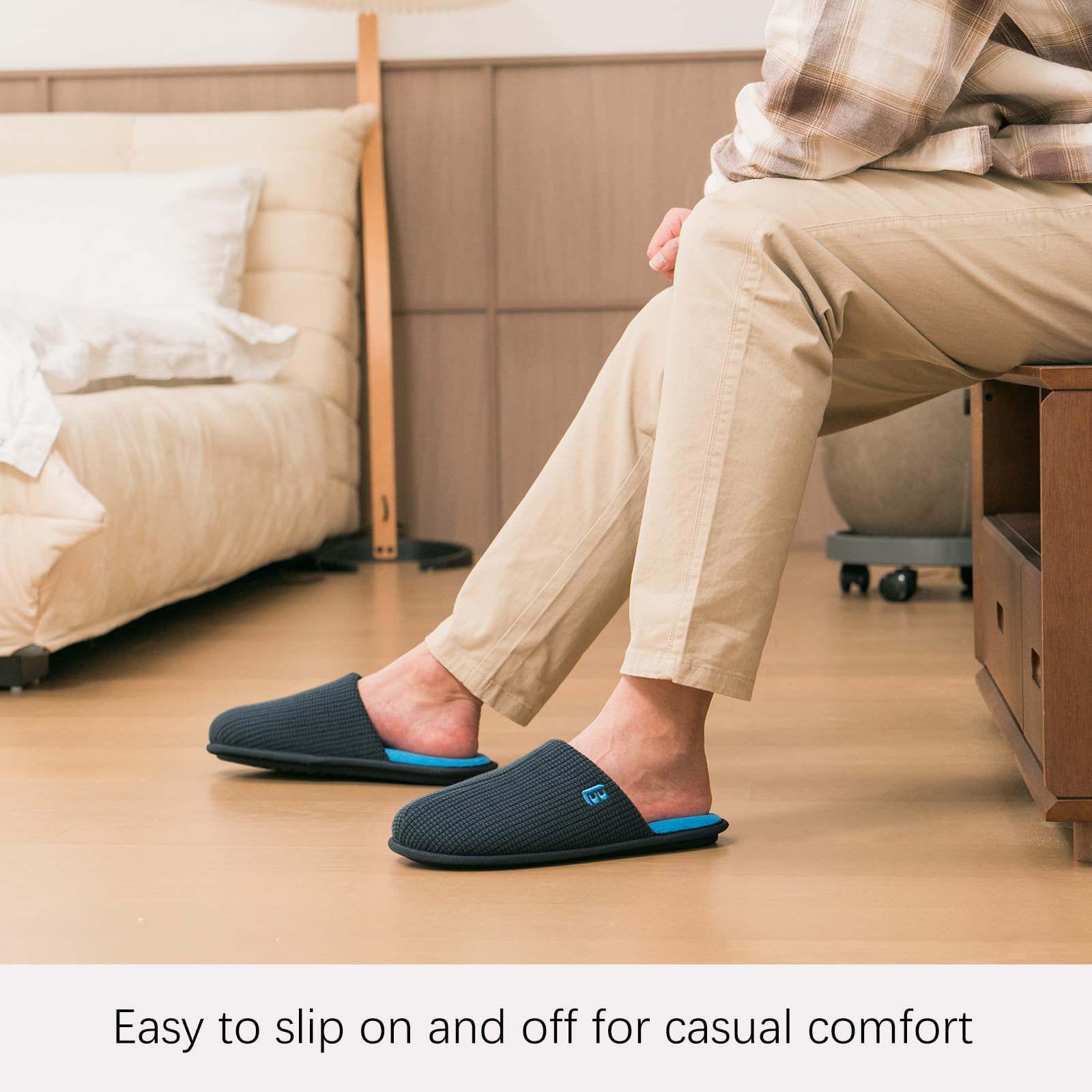 Foto 2 | House Slippers Longbay, Cómodo Tejido, Espuma Viscoelástica, Azul, Para Hombre - Venta Internacional.