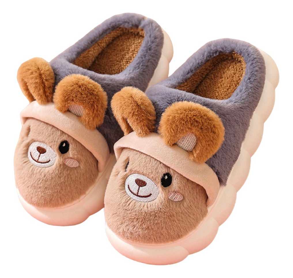 Foto 1 | Pantunflas Infantil Super Comodas Peluche, Marrón Claro