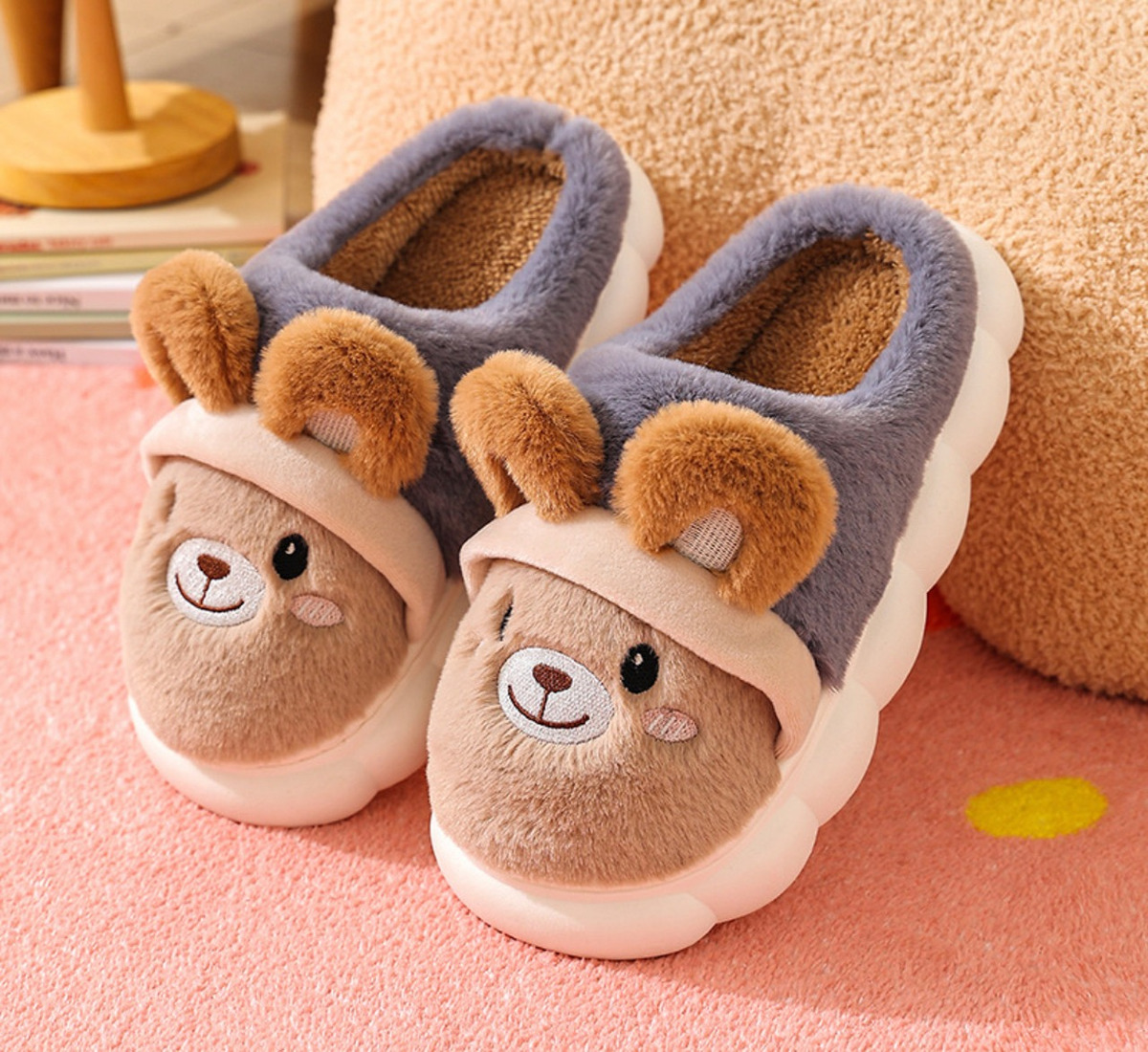 Foto 2 | Pantunflas Infantil Super Comodas Peluche, Marrón Claro
