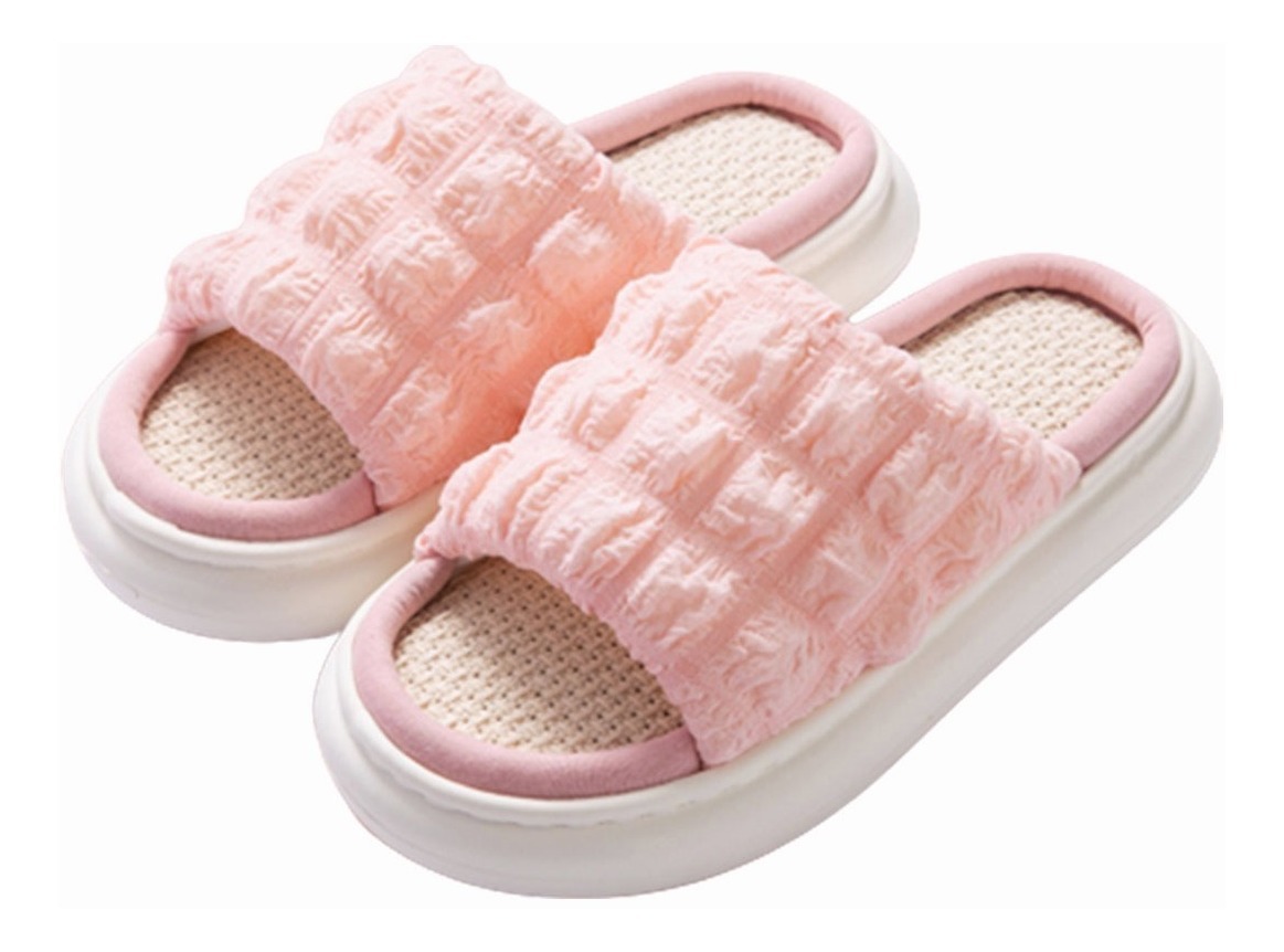 Zapatillas de Lino para Hogar Rosa 35-36 Elegantes y Cómodas para Damas