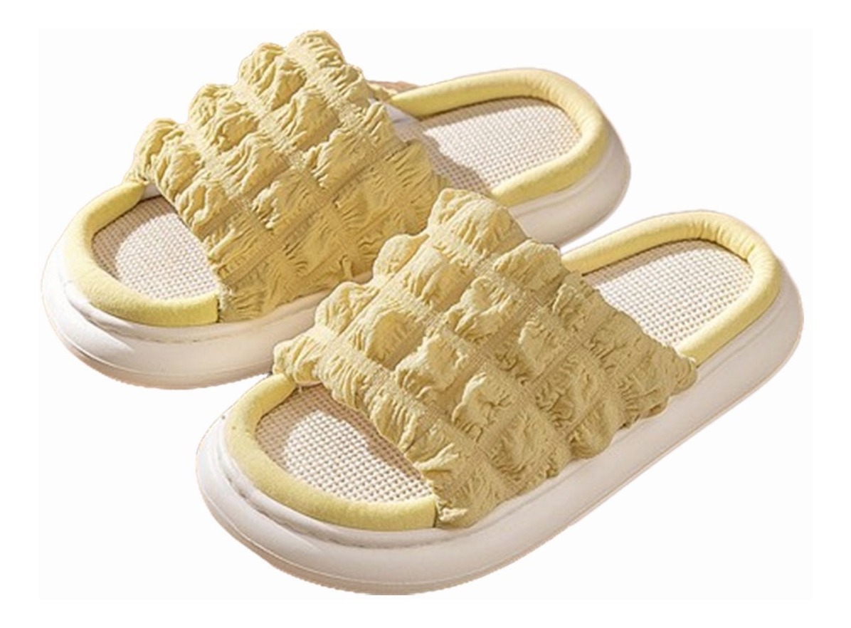 Foto 2 pulgar | Elegantes y Cómodas Zapatillas de Lino para el Hogar de Dama Amarillo 37-38