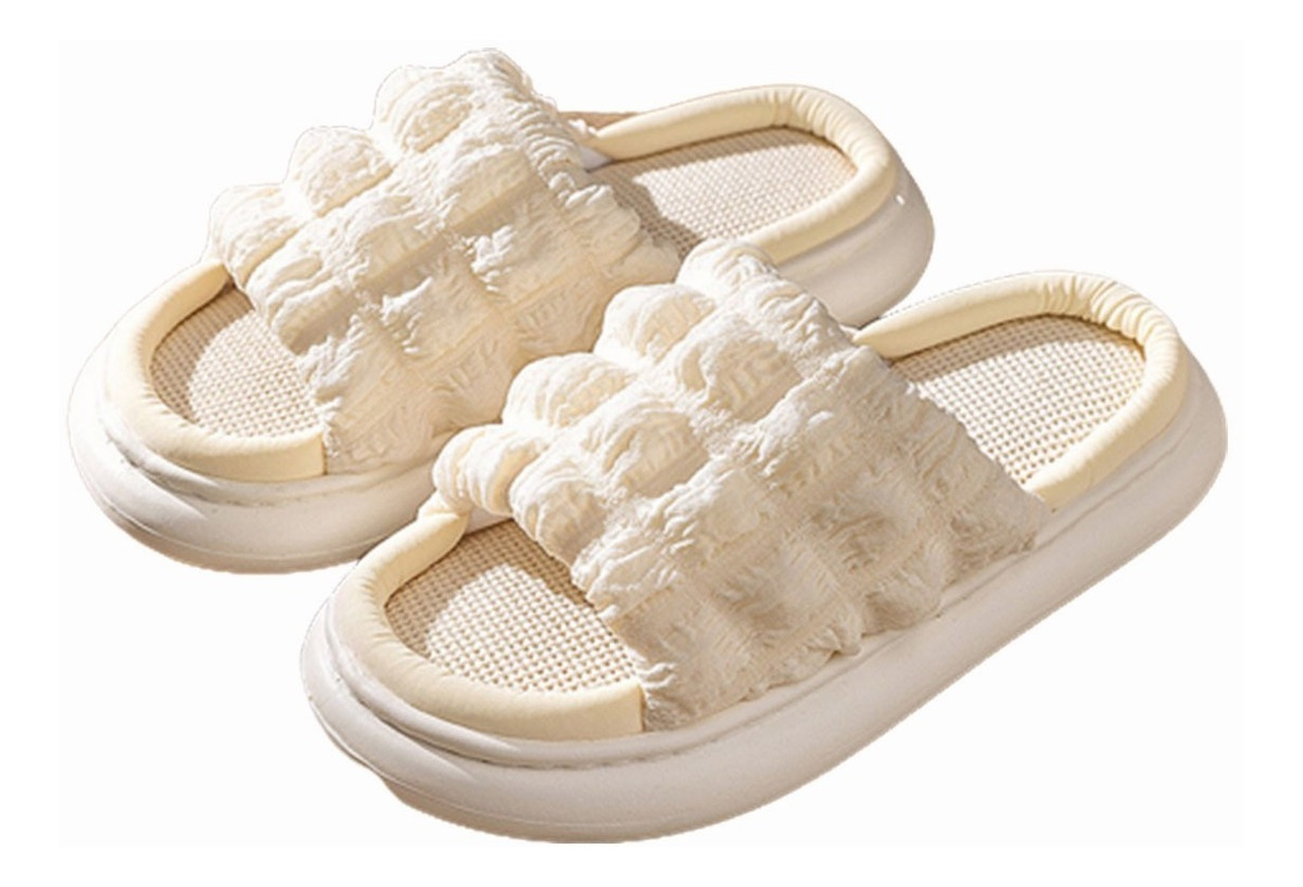 Foto 2 pulgar | Elegantes y Cómodas Zapatillas de Lino para el Hogar Blancas 37-38 de Damas