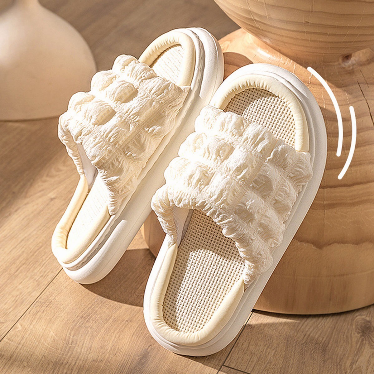 Foto 3 pulgar | Elegantes y Cómodas Zapatillas de Lino para el Hogar Blancas 37-38 de Damas