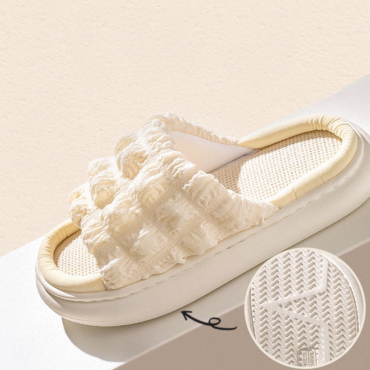Foto 4 pulgar | Elegantes y Cómodas Zapatillas de Lino para el Hogar Blancas 37-38 de Damas