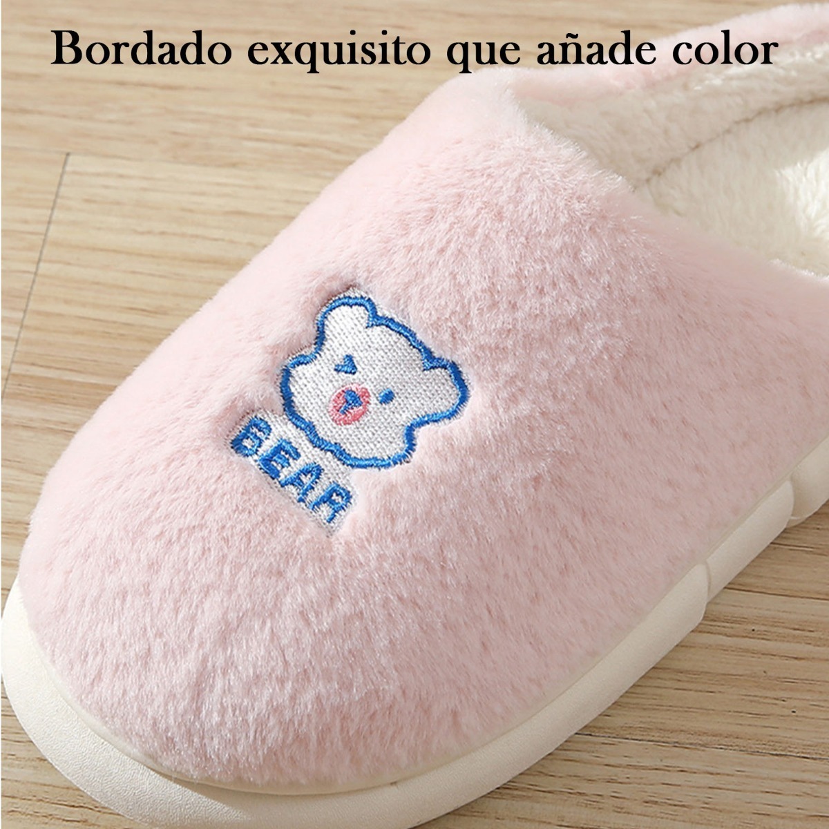 Foto 3 pulgar | Pantuflas de Algodón Lindas y Cómodas de Oso Rosa 40-41 para Dama Unisex