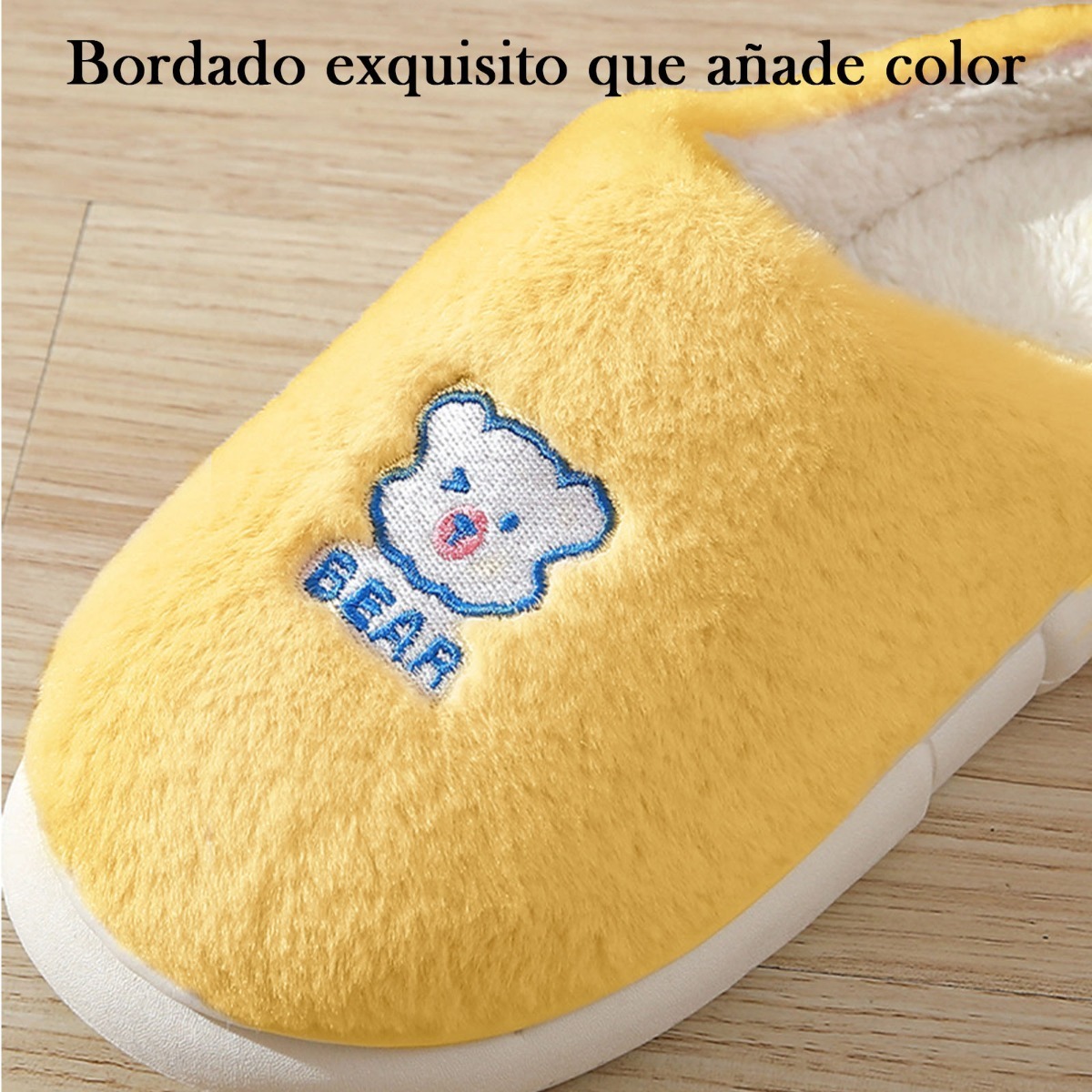 Foto 3 pulgar | Pantuflas para Dama de Algodón Lindas y Cómodas de Oso Amarillas 38-39 Unisex