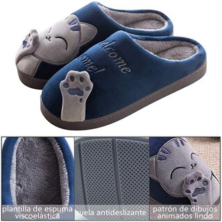 Foto 2 | Pantuflas Diseño de Gato Cómodas color Azul