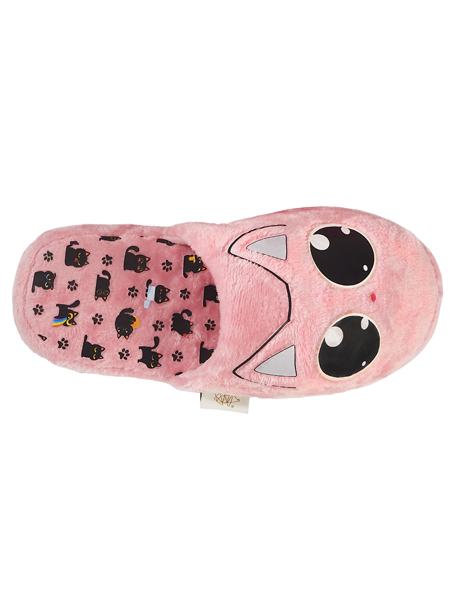 Foto 3 pulgar | Pantufla Erizo Clothing Gato Rosa para Dama